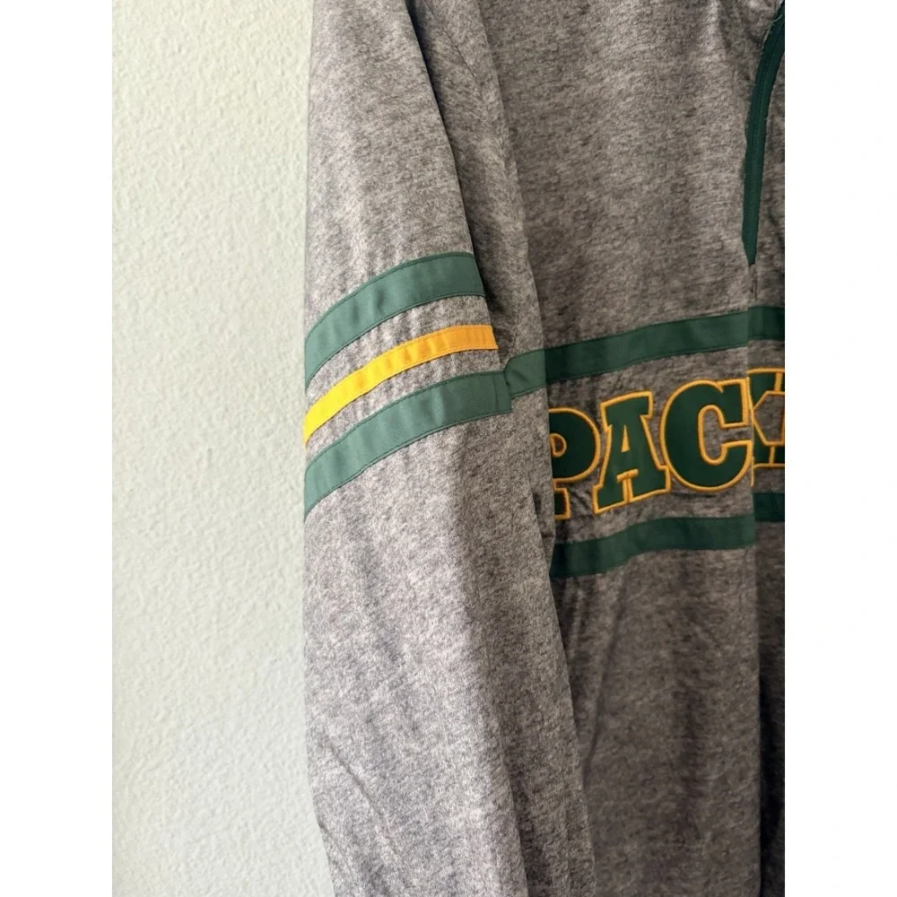 NFL Team Apparel Green Bay Packers Quarter Zip Pullover Jacket Men's Large Grey